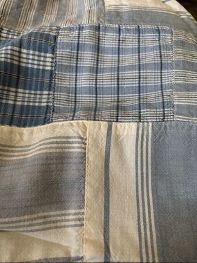 Polo by Ralph Lauren Blue and Cream Patchwork Plaid Bedding Standard Pillow Sham